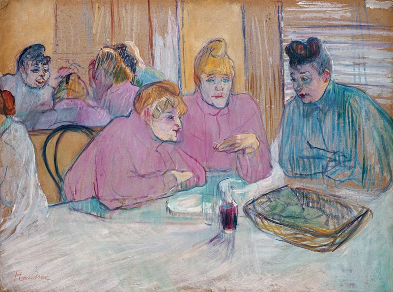 Henri  Toulouse-Lautrec The ladies in the brothel dining-room oil painting picture